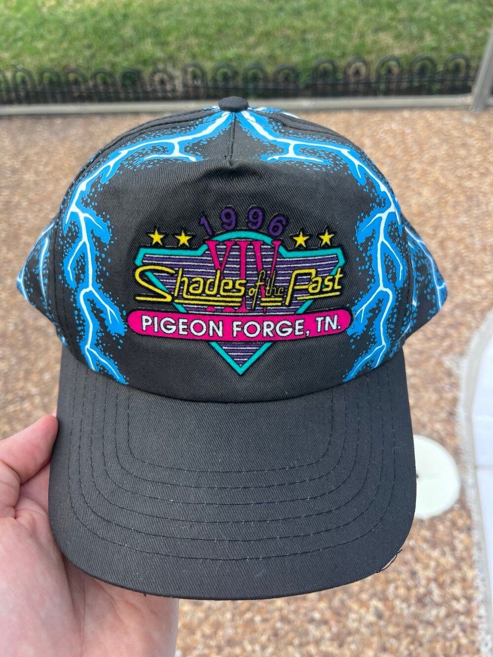 Vintage 1996 American Thunder Lightning Trucker Hat Shades Of Fast Pigeon Forge